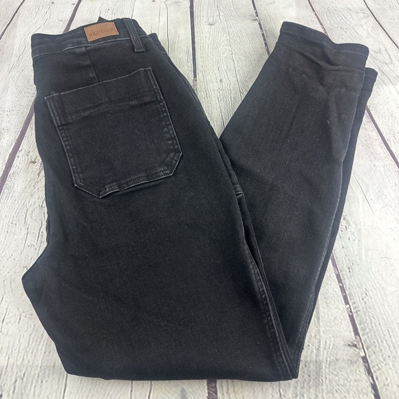 Judy Black High‎ Waist Jogger Jeans Womens Size 11/30 Dark Wash Denim - Picture 1 of 16